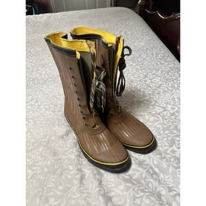 Weather Spirits Mens Insulated Waterproof Rubber Boots Steel Shank Brown Size 13